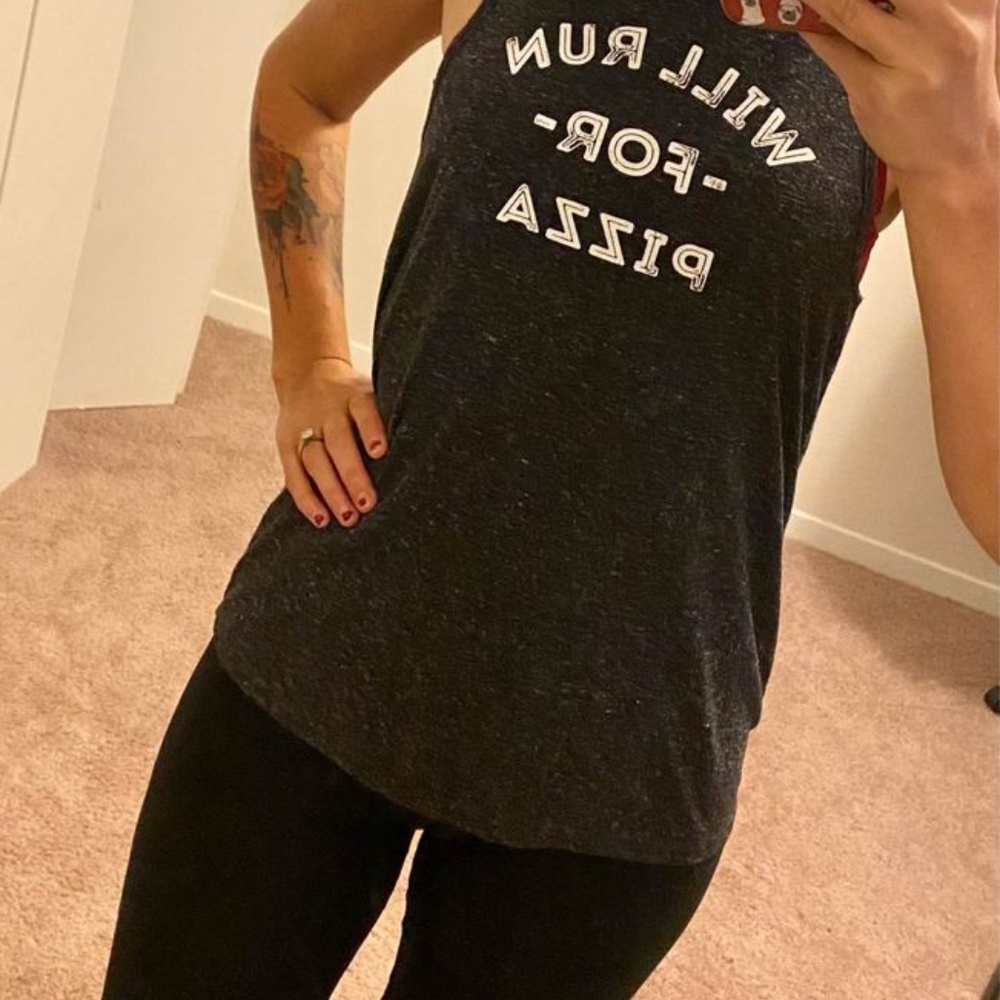 Tank Top 'will run for pizza'